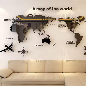 Autocollants muraux en acrylique 3D en forme de carte du monde, en cristal solide, pour chambre à coucher, salon, salle de classe, bureau, décoration, vente en gros OEM - Product Image 2
