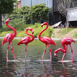 Estatua de Flamenco Rojo para Decoración de Estilo Rústico, Escultura con Protección UV para Vestíbulo de <span class=keywords><strong>Hotel</strong></span>, Estanque y Plaza Comercial - Product Image 2