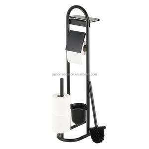 SY Noir Libre Debout Salle De Bains Caddy Combo Ensemble <span class=keywords><strong>Brosse</strong></span> De <span class=keywords><strong>Toilette</strong></span> <span class=keywords><strong>et</strong></span> <span class=keywords><strong>Porte</strong></span>-<span class=keywords><strong>Papier</strong></span> Support De Sol - Product Image 1