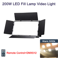 Panneau LED plat 200W à lumière douce DMX512 pour studio photo et vidéo, boîtier en fonte pour diffusion TV, tournage de films et diffusion en direct