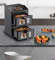 Friteuse à air numérique à écran tactile couleur de 3000 W, 12 L, 12 menus, 2 paniers, 3 éléments chauffants, technologie rapide, friteuse à air à double empilage