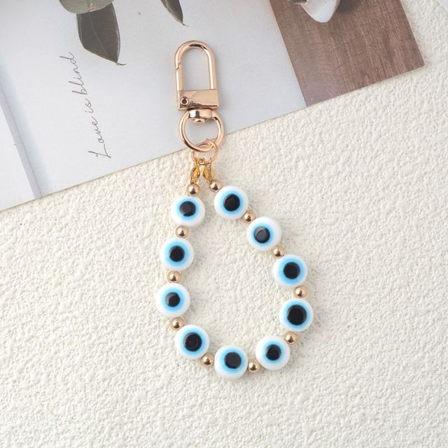 Vintage Turkish Blue Eye Keychain Colorful Beaded Resin Evil Eye Keychain Amulet Bag Phone Earphone case Fashion Pendants Charms