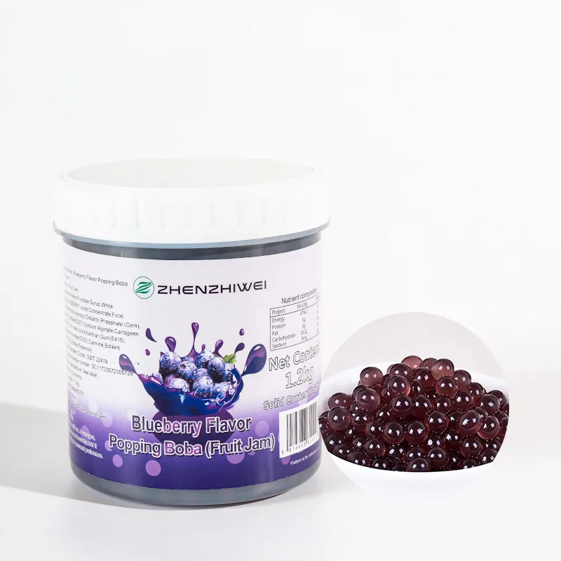 Blaubeere-Popping-Ball Boba 1,2 kg Fruchtgeschmack-Sprühball-Material für Milchtee Fruchttee Eisbasis Halal Sprühbolle Boba