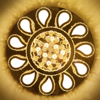 Lustre LED de luxe moderne en cristal K9, design floral, pour salon, salle à manger, chambre, avec télécommande, plafonnier rond à montage en surface