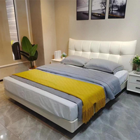 Lit moderne simple en cuir souple de qualité supérieure, taille double, king size, lit queen deluxe avec cadre en bois pour chambre principale
