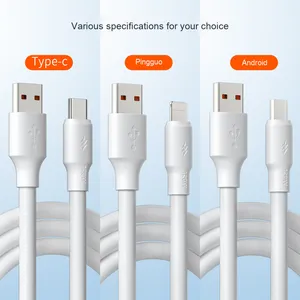 Bán buôn 2M Trắng dòng duy nhất Python nhanh sạc cáp dữ liệu siêu 120W nhanh sạc sản xuất trực tiếp - Product Image 1