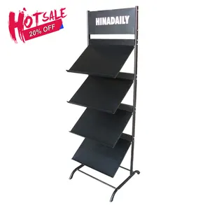 4 layers Large Folding Metal Wire display stand Magazine Display Racks for Newspaper kiosk