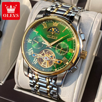OLEVS 6617 Montre Homme Personnalisable avec LOGO, Étanche, Bracelet en Acier Inoxydable, pour Hommes, Mode et Affaires