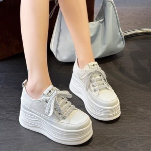<span class=keywords><strong>Sneakers</strong></span> bianche tacco alto traspirante maglia scarpe estive da <span class=keywords><strong>donna</strong></span> <span class=keywords><strong>con</strong></span> plateau bianco tacco alto scarpe Sole spesse per le donne - Product Image 5