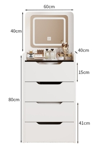 <span class=keywords><strong>Tocador</strong></span> abatible ajustable con luz LED Almacenamiento de alta capacidad Muebles de dormitorio de tamaño pequeño Vanidades de <span class=keywords><strong>maquillaje</strong></span> - Product Image 2