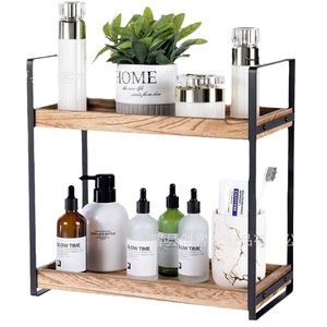 Wooden <b>Storage</b> <b>Rack</b> 2 Tier Desktop Organizer For Bathroom Toiletries And <b>Kitchen</b> Spices Multifunctional Standing Type - Product Image 2