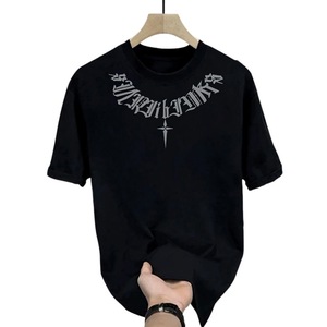 T-shirt da <span class=keywords><strong>uomo</strong></span> in puro cotone GG e LL VV, a maniche corte, stile vintage, con motivo geometrico, traspirante, vestibilità ampia, alta qualità, per l'estate. - Product Image 1