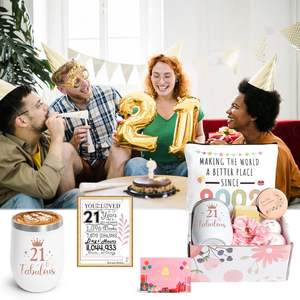 Joyeux 21e anniversaire panier-cadeau pour femmes soeur fille sa BFF 2024 nouveau merveilleux meilleur ami cadeaux d'anniversaire en gros - Product Image 2
