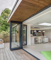 Porte pliante moderne conforme à la norme NFRC, résistante au froid, porte d'entrée extérieure, panneau de verre pliable, porte de patio pliante en aluminium