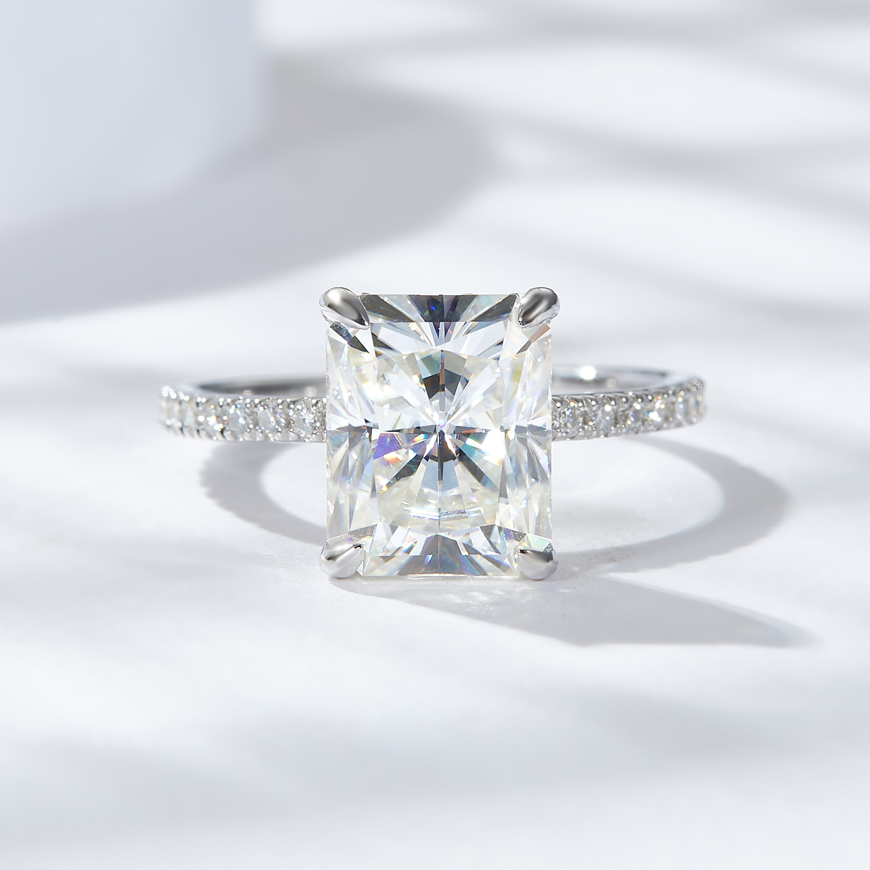 radiant cut moissanite ring