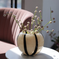 Ins – vase à billes en verre blanc crème texturé à rayures noires, vase à fleurs soufflé à la main pour décoration de centre de Table de mariage