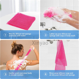 Biểu Tượng Tùy Chỉnh Độ Đàn Hồi Cao Nylon Phi Tắm Miếng Bọt Biển Dài Lưới Tẩy Tế Bào Chết Cơ Thể Sạch Hơn Trở Lại Da Mịn Sạch Bàn Chải Tắm - Product Image 3