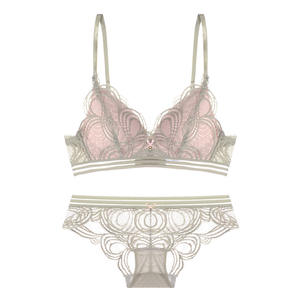 <span class=keywords><strong>Taobao</strong></span> Roll Grass Pattern pizzo profondo V senza anello in acciaio reggiseno sottile biancheria intima vendita diretta della fabbrica - Product Image 1