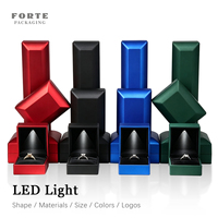 Boîte à bijoux en laque noire, bricolage, logo imprimé de luxe, led, personnalisé, coffret de bagues, lumière