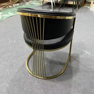 Chaise de salle à manger moderne en acier inoxydable, dossier rembourré en velours, design ergonomique, écologique, pour la maison, le bureau, l'école, l'hôtel - Product Image 3