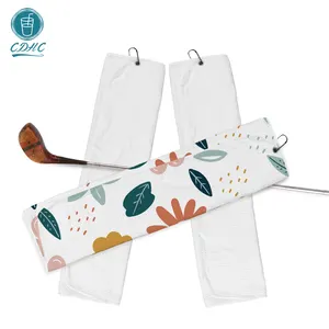 设计流行超细纤维柔软毛巾旅行运动高尔夫球杆夹挂环柔软干燥手巾升华高尔夫毛巾