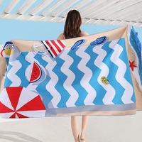 Custom Logo Summer Beach Towel-Super Absorbent Quick Dry Lightweight Microfiber Sand-Free for Swim Pool Travel
