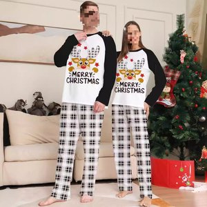 Venta al por mayor de pijamas de Navidad de la familia rojo y azul profundo conjunto de pijamas mamá papá chico Familiares conjunto de pijamas - Product Image 2