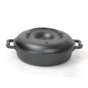 Olla <span class=keywords><strong>para</strong></span> Asar Batata y Castañas de Hierro Fundido Aislada y Sin Recubrimiento, 24cm 26cm, Vaporera, Sartén, Venta al Por Mayor del Fabricante - Product Image 4