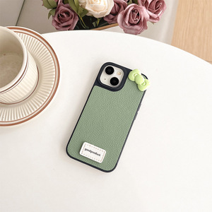 Nuova <span class=keywords><strong>Cover</strong></span> Minimalista in Pelle con Fiocco 3D a Cartone Animato, Colori Caramella, per <span class=keywords><strong>iPhone</strong></span> 17 16 15 Pro Max, con Bordo Nero e Foro Grande - Product Image 5