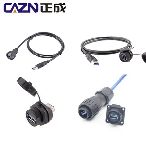 USB 3.0 Type-C Male to Female Panel Mount Connector IP67 Waterproof Cable for Car Truck Boat Motorcycle Dashboard