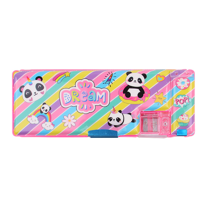 Пенал для канцелярских принадлежностей, Многофункциональный магнитный держатель для карандашей с рисунком панды, с точилкой