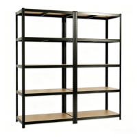 Étagères de garage en acier 150/300 kg avec plateau en panneaux de particules 90*40*180 cm, profilés rainurés sans boulons ni rivets pour l'étagérage domestique