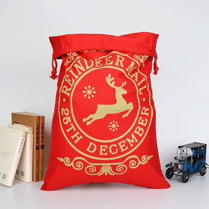 Sac de Noël en toile rouge et or avec rennes et motif Père Noël, sac cadeau promotionnel du <span class=keywords><strong>25</strong></span> décembre, sac de Père Noël à prix d'usine - Product Image 4
