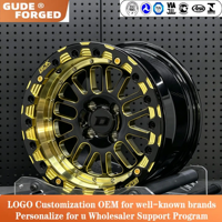 Jantes GUDE Beadlock tout-terrain finition noir brillant et or, jantes décalées pour Ford Bronco Ranger Raptor Jeep Wrangler 5/6 trous 4x4
