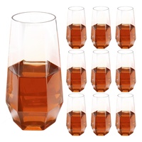 Verre à vin en ABS en forme de diamant avec bord doré pour les fêtes, les mariages et les bars à domicile - Verre à whisky