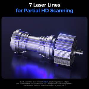 Escáner 3D Creality Raptor Pro con Precisión de 0.02 mm, Láser Azul, Grado de Metrología para Ingeniería Automotriz - Product Image 3