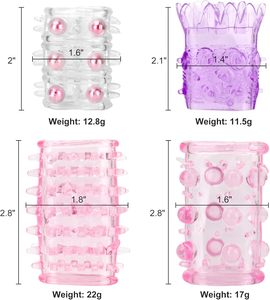 Manchons de pénis réutilisables, préservatifs de couleur aléatoire, agrandisseur de bite pour hommes, jouets sexuels de stimulation du point G pour couples - Product Image 5
