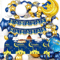 Nouvel ensemble de ballons en aluminium pour festival du Moyen-Orient - Décorations étoiles et lune pour décorations festives