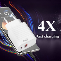 Chargeur mural électrique à charge rapide 40W avec double port USB type C PD, prise européenne, noir et blanc