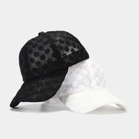 Casquette de baseball d'été pour femme, en maille ajourée avec dentelle florale et broderie florale, élégante, respirante et pare-soleil