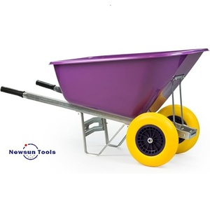 Brouette à double roue NS Factory Hot 200L, violette, pour jardin/écurie/chantier, avec pneus anti-crevaison et bac en plastique - Product Image 5