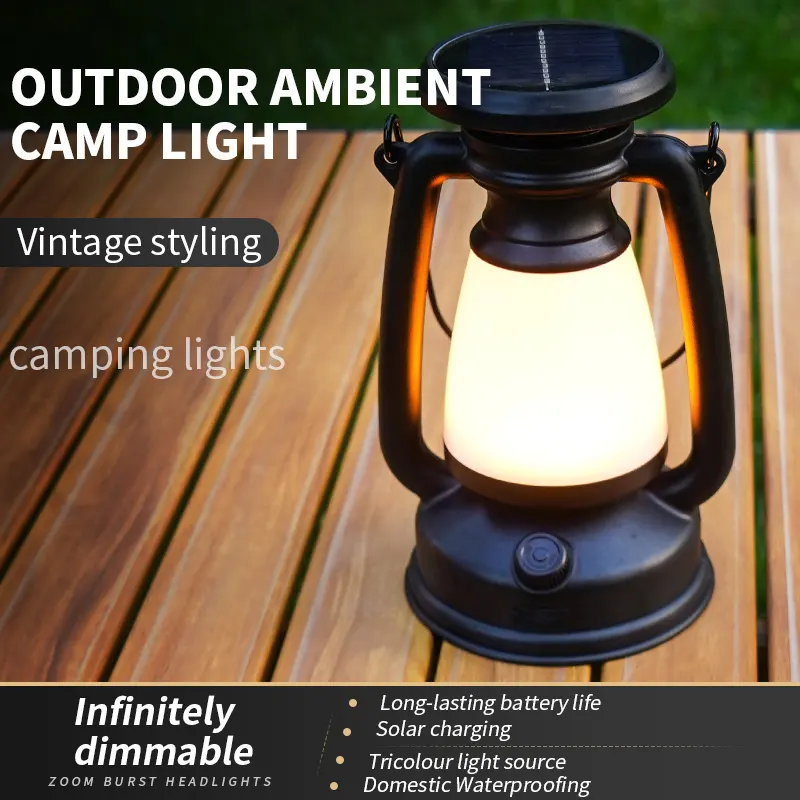 Linterna de Camping recargable por USB, atenuación continua de luz fría y cálida, lámpara de tienda para exteriores, lámpara portátil con carga Solar