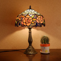 TFT-8059 Traditionnel Verre Abat-Jour Handcrafted Vitrail 12 Pouces tiffany style antique lampe de table
