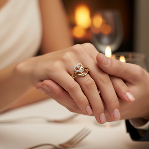 Bague en diamant à deux cœurs éternels, magnifique bague en diamant à deux cœurs - Product Image 3