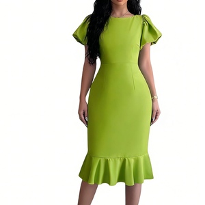 Vestidos de Moda para Mujer con Cuello Redondo, Manga Farol, Volantes, Elegantes y Sensuales, Estilo Cola de Pez - Product Image 3