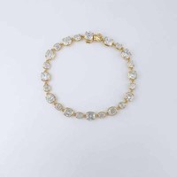 Bracelet tennis polyvalent de luxe en or jaune 18 carats avec diamants de laboratoire taille princesse et sertissage alternatif, pour femme, vente en gros