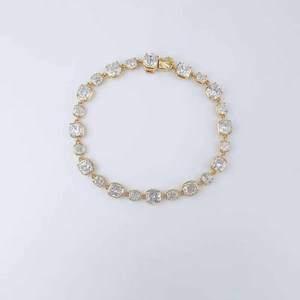 Pulsera de tenis de oro amarillo de 18 quilates con diamantes cultivados en laboratorio, corte princesa alternado, engaste de canal, fina, de lujo, versátil, para mujer, al por mayor - Product Image 5
