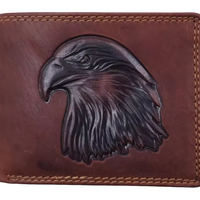 Dompet Lipat Pria Kulit Asli Anti RFID dengan Logo Kustom, Desain Fashion, Bukaan Terbuka, untuk Penggunaan Sehari-hari, Harga Terjangkau, OEM ODM
