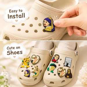Prêt à expédier : Breloques en PVC souple pour Crocs, motifs Mona <span class=keywords><strong>Lisa</strong></span>, Perle, Tournesol, Ange, inspirées des chefs-d'œuvre d'art célèbres et maîtrisés. - Product Image 6