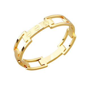 Venta al por mayor de joyería de moda personalizada de acero inoxidable 18K chapado en oro hueco pulsera para mujeres y hombres - Product Image 1